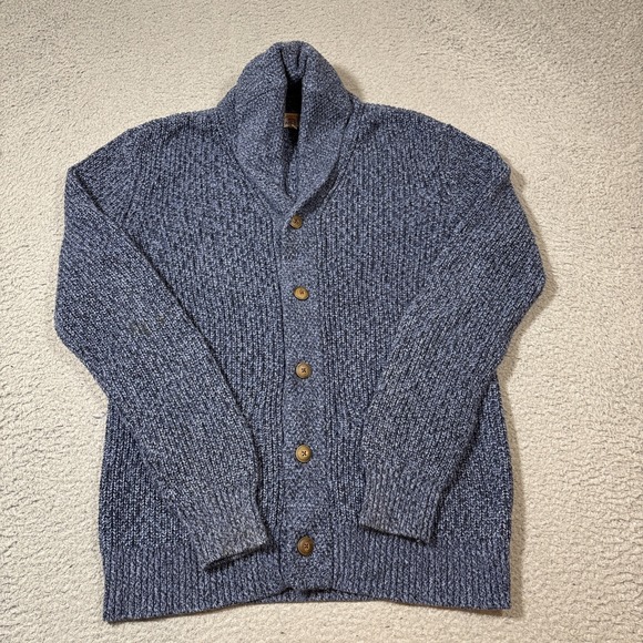 Faherty Other - Faherty Marled Shawl Cardigan Men M Blue Cotton Cashmere Preppy Academia Grandpa